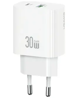 USAMS зарядно 30W 1xUSB-C 1xUSB-A Fast charging w