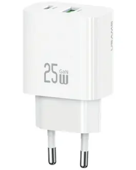 USAMS зарядно 25W 1xUSB-A 1xUSB-A Fast Charging