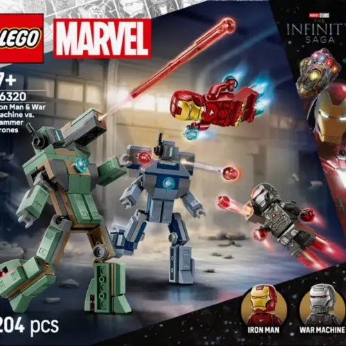 Alternative view of LEGO Iron Man & War Machine vs. Hammer Drones