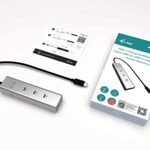 Alternative view of i-tec USB-C Charging Metal HUB 5 port with USB-C video 8K + Power Delivery 85W