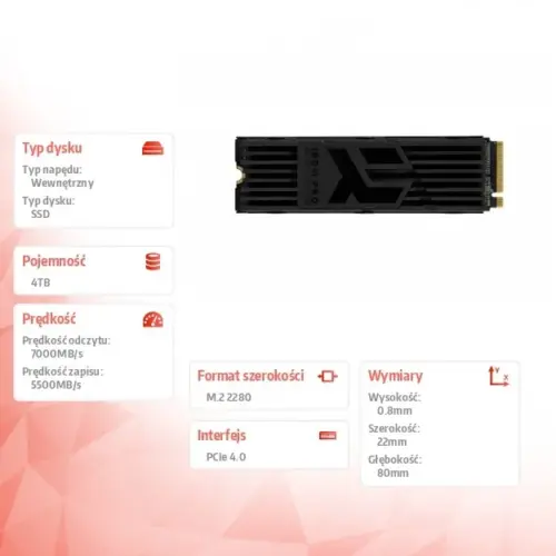 GOODRAM SSD drive IRDM PRO 4TB M.2 PCIe 4×4 NVMe 2280 7000/6850