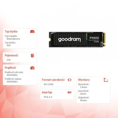 GOODRAM SSD PX600 2TB M.2 PCIe 4×4 NVMe 2280