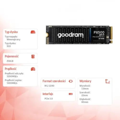 Alternative view of GOODRAM SSD PX500-G3 256GB M.2 PCIe 3x4 NVMe