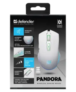 Defender WIRELESS GAMING мишка PANDORA бял 3200DPI