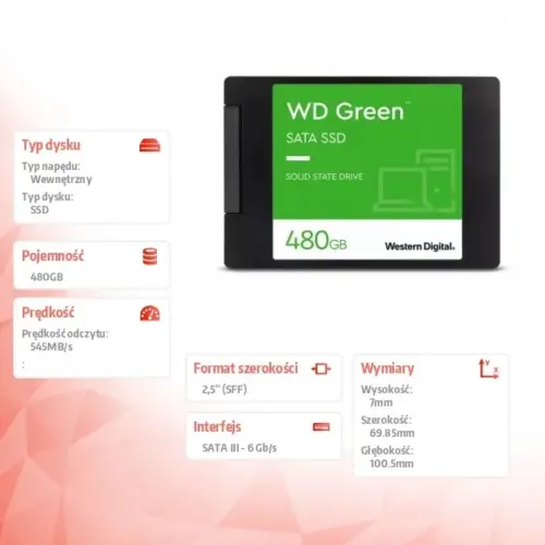 Western Digital SSD WD зелен 480GB SATA 2