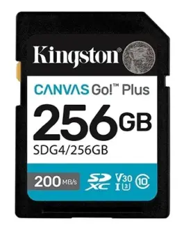 Kingston памет card SD 256GB Canvas Go Plus 200/160 MB/s C10 U3 V30