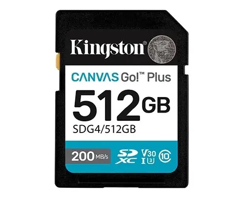 Kingston памет card SD 512GB Canvas Go Plus 200/160 MB/s C10 U3 V30