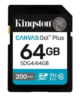 Kingston памет card SD 64GB Canvas Go Plus 200/100 MB/s C10 U3 V30