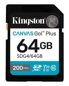 Kingston памет card SD 64GB Canvas Go Plus 200/100 MB/s C10 U3 V30