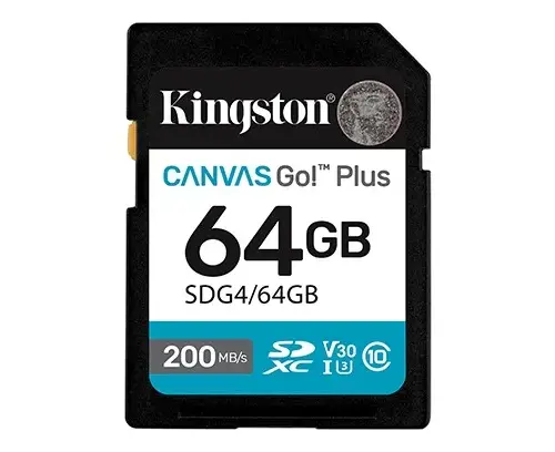 Kingston памет card SD 64GB Canvas Go Plus 200/100 MB/s C10 U3 V30