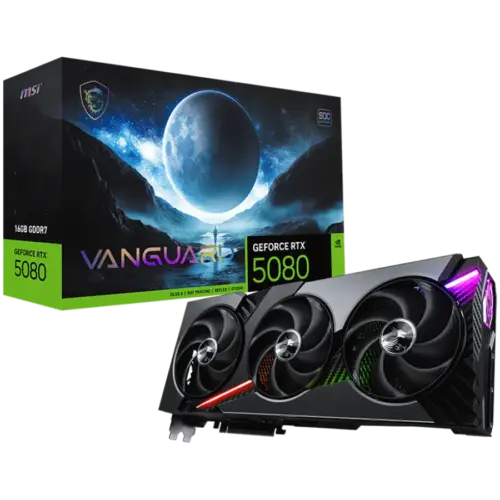 Видео карта MSI Video Card Nvidia GeForce RTX 5080 16G VANGUARD SOC 16GB GDDR7 256bit Effective Memory Clock: 30000MHz B