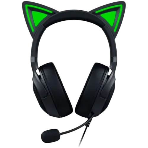 Геймърски слушалки Kraken Kitty V2 - Black Gaming headset Kitty Ears Stream Reactive Lighting HyperClear Cardioid Mic 40