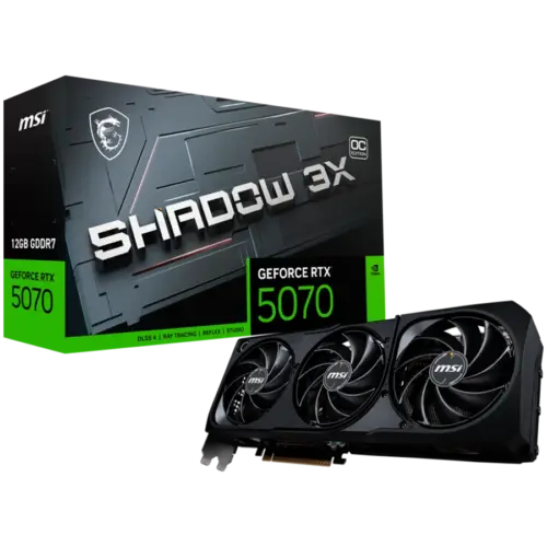 Видео карта MSI Video Card Nvidia GeForce RTX 5070 12G SHADOW 3X OC 12GB GDDR7 192bit Effective Memory Clock: 28000MHz B