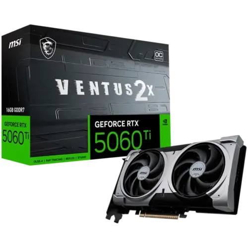 Видео карта MSI Video Card NVIDIA GeForce RTX 5060 Ti 16G VENTUS 2X OC PLUS 16GB GDDR7 128-bit 2602 MHz Boost 4608 CUDA