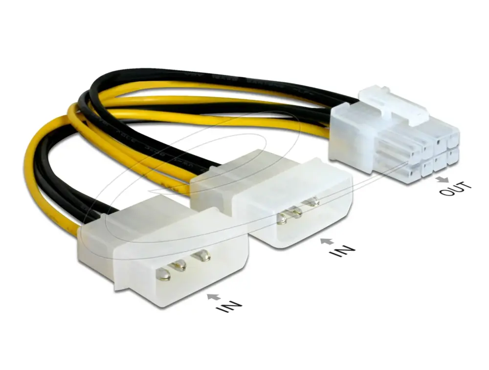 Delock Кабел PCI Express захранване 8 pin към 2 x 5frac14;ldquo;  за видео-карти 12V 15 см