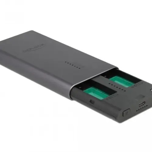Alternative view of Външно чекмедже Delock, За 2 x M.2 NVMe PCIe SSD, USB-C, Клониране