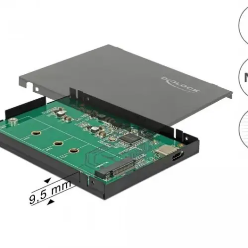 Alternative view of Външно чекмедже Delock, За M.2 NVMe PCIe SSD, USB-C 3.1 Gen 2, 2.5Prime;