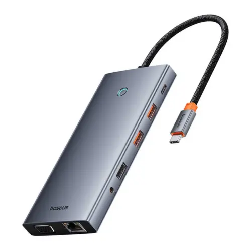 Alternative view of USB хъб Baseus 13 в 1 PortalJoy Series Type-C към HDMI+DP+VGA+C+USB+PD+RJ45+SD/TF+3.5мм B00053002811-01 - тъмносив