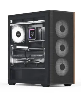 AeroCool кутия Case ATX - D501A Black Addressable RGB Wood