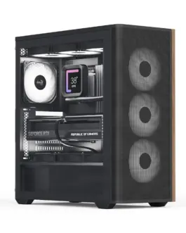 AeroCool кутия Case ATX - D501A Black Addressable RGB Wood