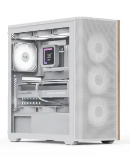AeroCool кутия Case ATX - D501A White Addressable RGB Wood