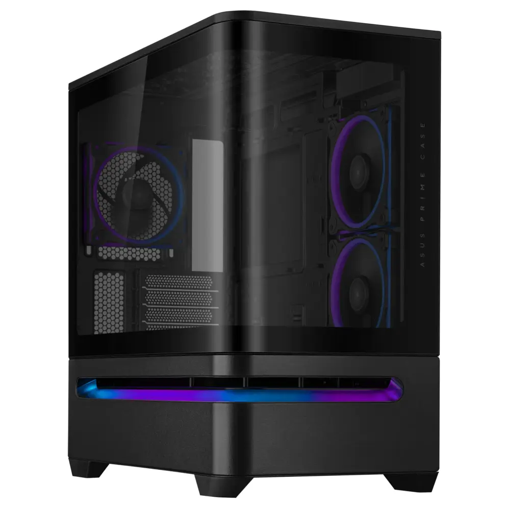 Кутия за компютър ASUS Prime AP202 ARGB mATX + 3 ARGB Вентилатора - Black