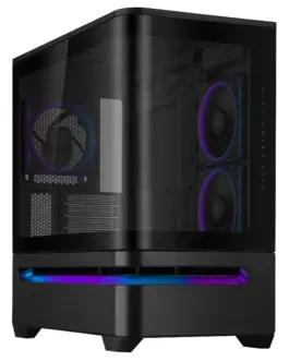 Кутия за компютър ASUS Prime AP202 ARGB mATX + 3 ARGB Вентилатора - Black