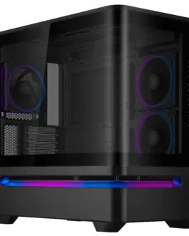 Alternative view of Кутия за компютър ASUS Prime AP202 ARGB mATX + 3 ARGB Вентилатора - Black