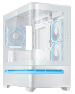 Кутия за компютър ASUS Prime AP202 ARGB mATX + 3 ARGB Вентилатора - White