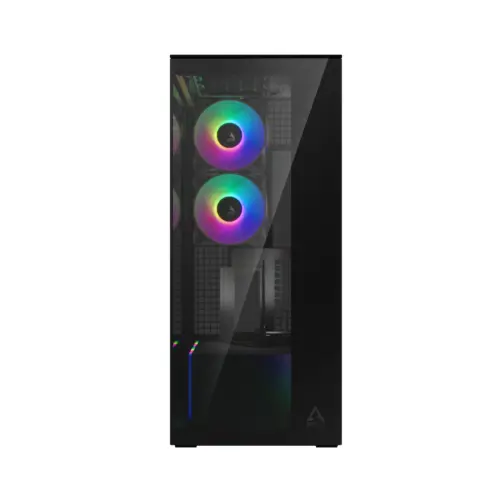Alternative view of Arctic кутия Case E-ATX - Xtender VG (Mirror Black) - PCIe Gen 4 riser included, 5 A-RGB Fans included