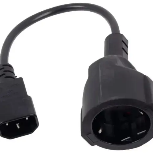 VCom захранващ кабел Cable Power Ext IEC 320 C14 / SCHUKO F 0.2m 16A Black –