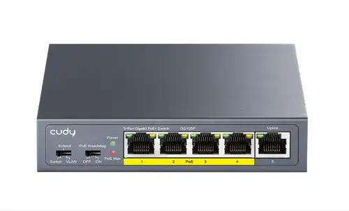 Суич Cudy GS105P  5x портов POE метален корпус+Switch 36W