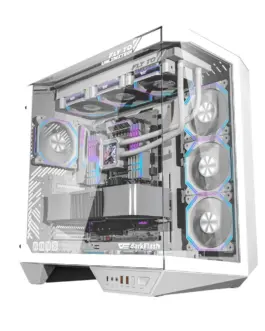 Darkflash кутия Case ATX - DY470 Ice White - 4 x 120 mm Infinity Mirror Fans