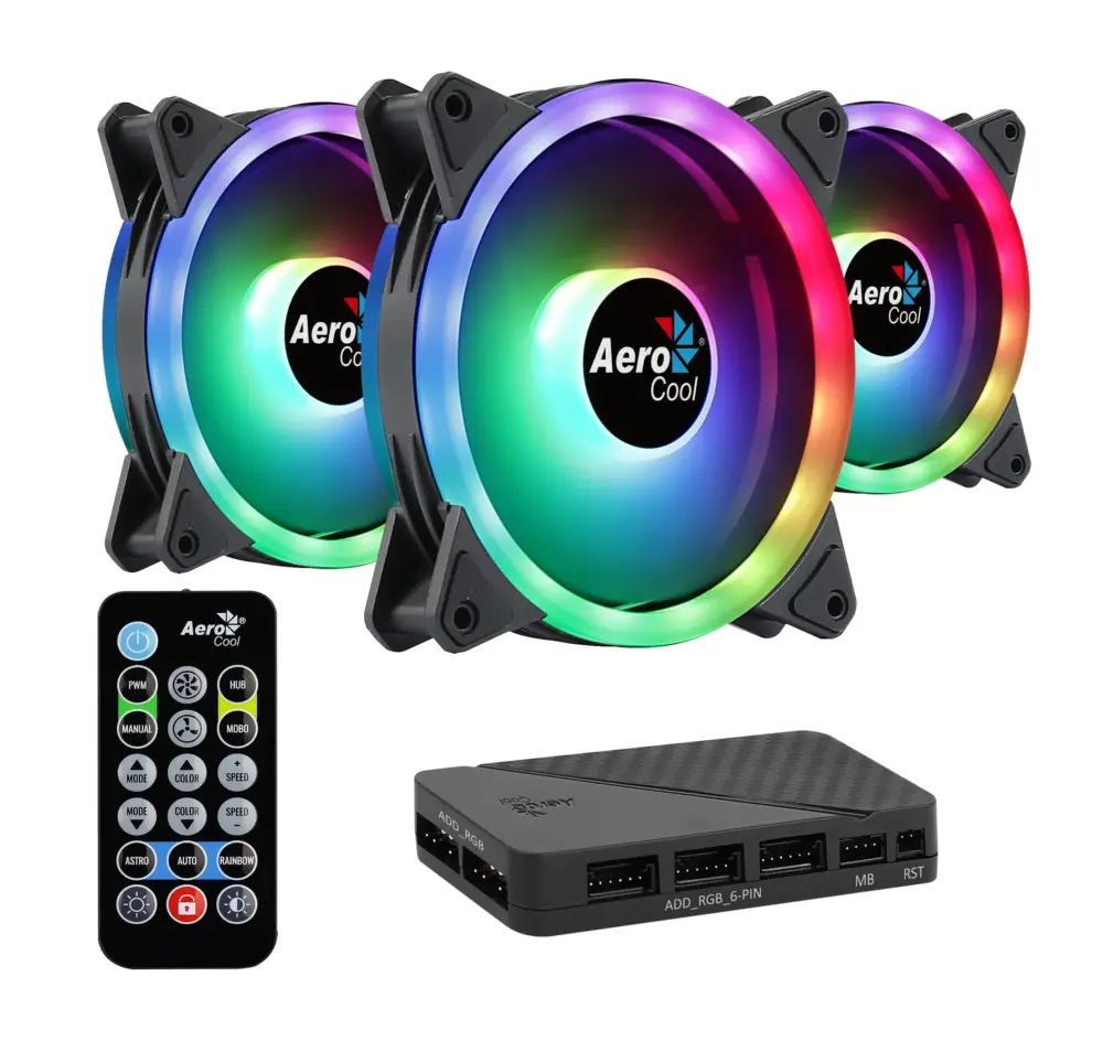 AeroCool комплект вентилатори Fan Pack 3-in-1 3x120mm - DUO 12 Pro - Addressable RGB with Hub Remote -