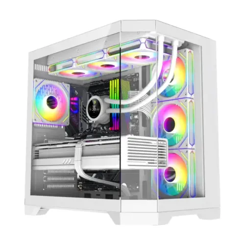 Gamemax кутия Case ATX - HYPE-A White - 4 x 120 mm Addressable RGB fans