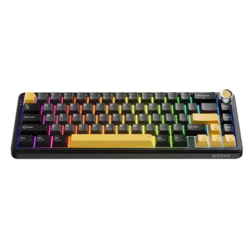 Alternative view of Marvo безжична механична геймърска клавиатура Wireless Gaming Mechanical keyboard Titan 65 - KG984W Black - Banana Crystal [Linear]