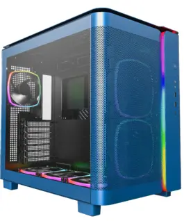 Alternative view of Montech кутия KING 95 Pro, Dual Chamber Mid-tower Case, 6 ARGB Fans, 2 Front Panels, Prussian Blue