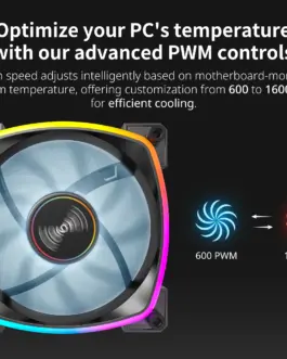 Alternative view of Montech вентилатор RX140 PWM, REVERSE Fan, 140mm, ARGB, Black