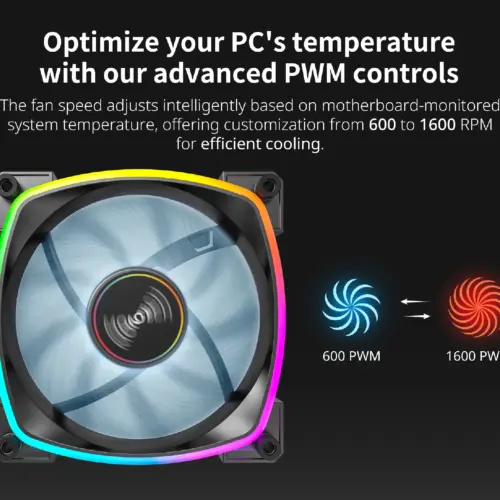 Alternative view of Montech вентилатор RX140 PWM, REVERSE Fan, 140mm, ARGB, Black