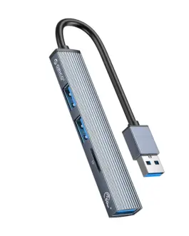 Alternative view of Orico хъб USB3.0/2.0 HUB 3 port + card reader, Aluminum - AH-A12F-GY