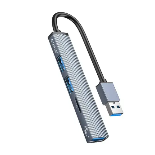Alternative view of Orico хъб USB3.0/2.0 HUB 3 port + card reader, Aluminum - AH-A12F-GY