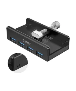 Orico хъб USB 3.0 HUB Clip Type 4 port - aux Micro-USB power input Black - MH4PU-P-BK