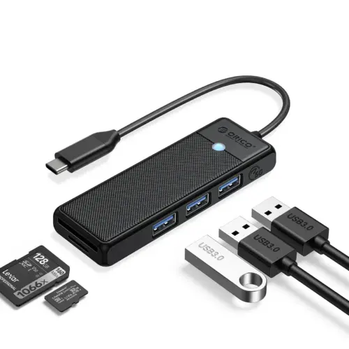 Orico хъб USB3.1 HUB Type-C - 3 x USB3.0 SD TF - PAPW3AT-C3-015-BK