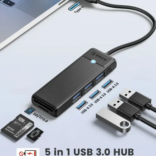 Alternative view of Orico хъб USB3.1 HUB Type-C - 3 x USB3.0, SD, TF - PAPW3AT-C3-015-BK