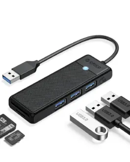 Orico хъб USB3.0 HUB - 3 x USB3.0 SD TF - PAPW3AT-U3-015-BK