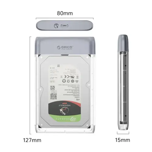 Alternative view of Orico външна кутия за диск Storage - Case - 2.5 inch 5Gbps USB-C Transparent - TX25C3-GY-BP