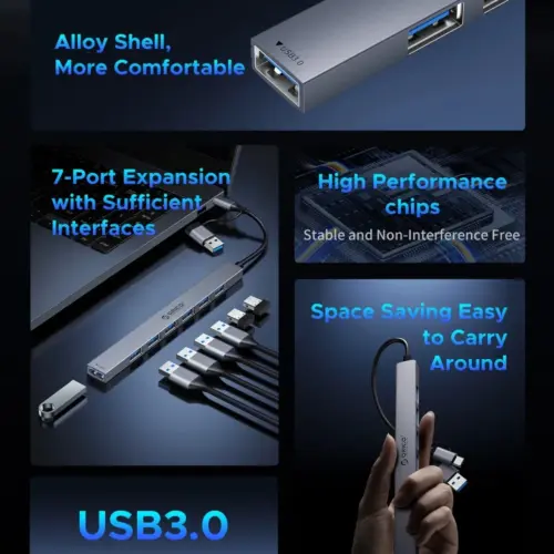 Orico хъб HUB USB-C 5 port – USB3.0 x 1