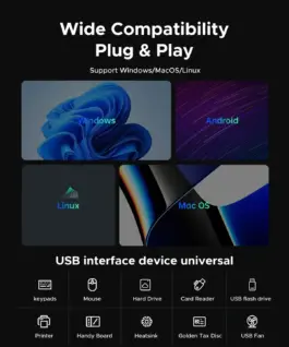 Alternative view of Orico хъб HUB USB-C/A 4 port - USB3.0 x 1, SD/TF x 2, USB2.0 x 2, USB-C x 2, Aluminium - YSA6-U3-GY