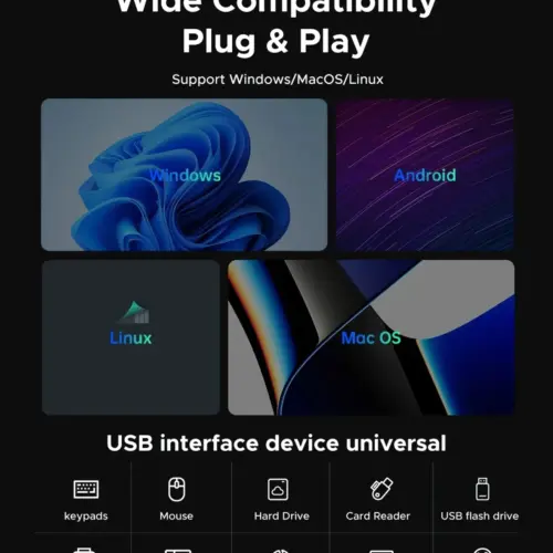 Alternative view of Orico хъб HUB USB-C/A 4 port - USB3.0 x 1, SD/TF x 2, USB2.0 x 2, USB-C x 2, Aluminium - YSA6-U3-GY