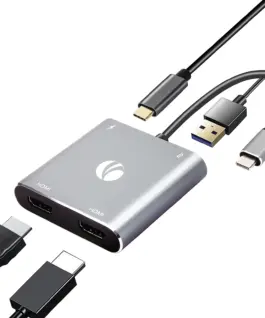 VCom докинг станция Docking Station USB-C 4-in-1 - CU450S - HDMI x 2 USB2.0 USB-C PD3.0 100W